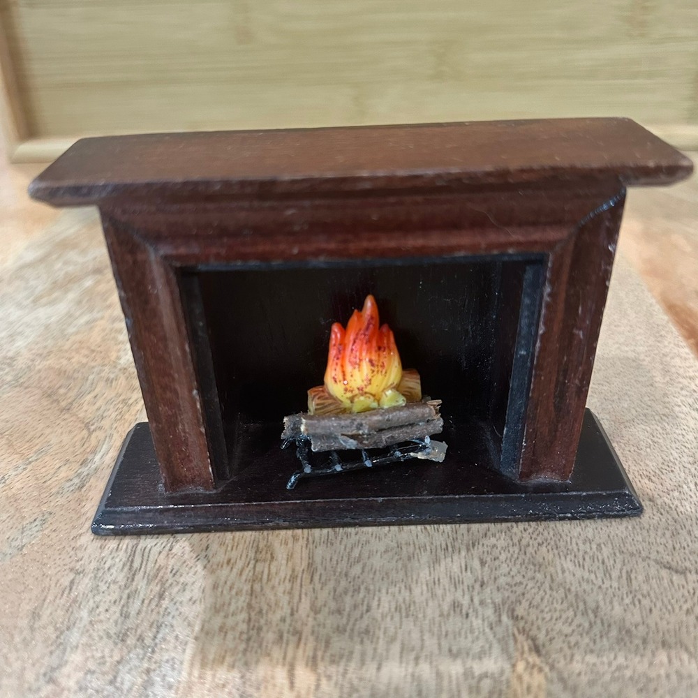 MSR Imports Miniature Dollhouse Fireplace Wood Faux Fire Log Insert Brown 1:12